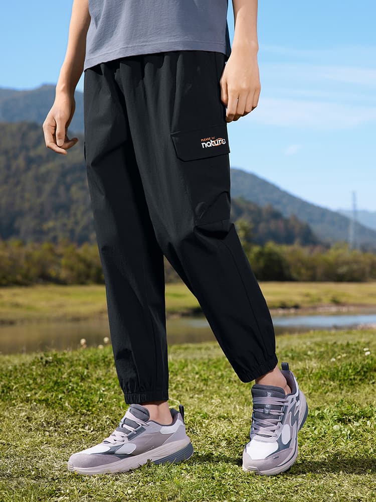 スポーツパンツ アウトドア風ポケット付きロングパンツ