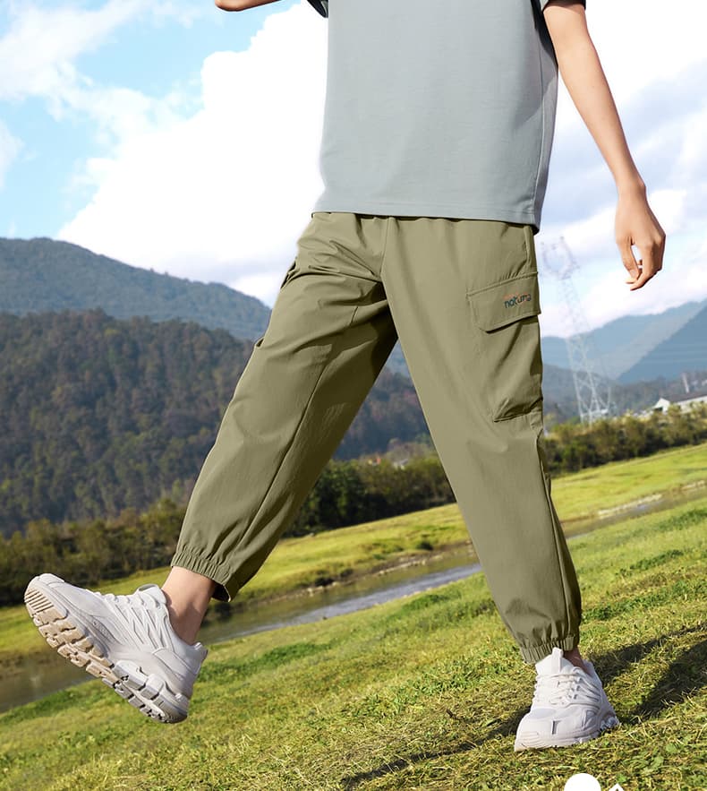 スポーツパンツ アウトドア風ポケット付きロングパンツ