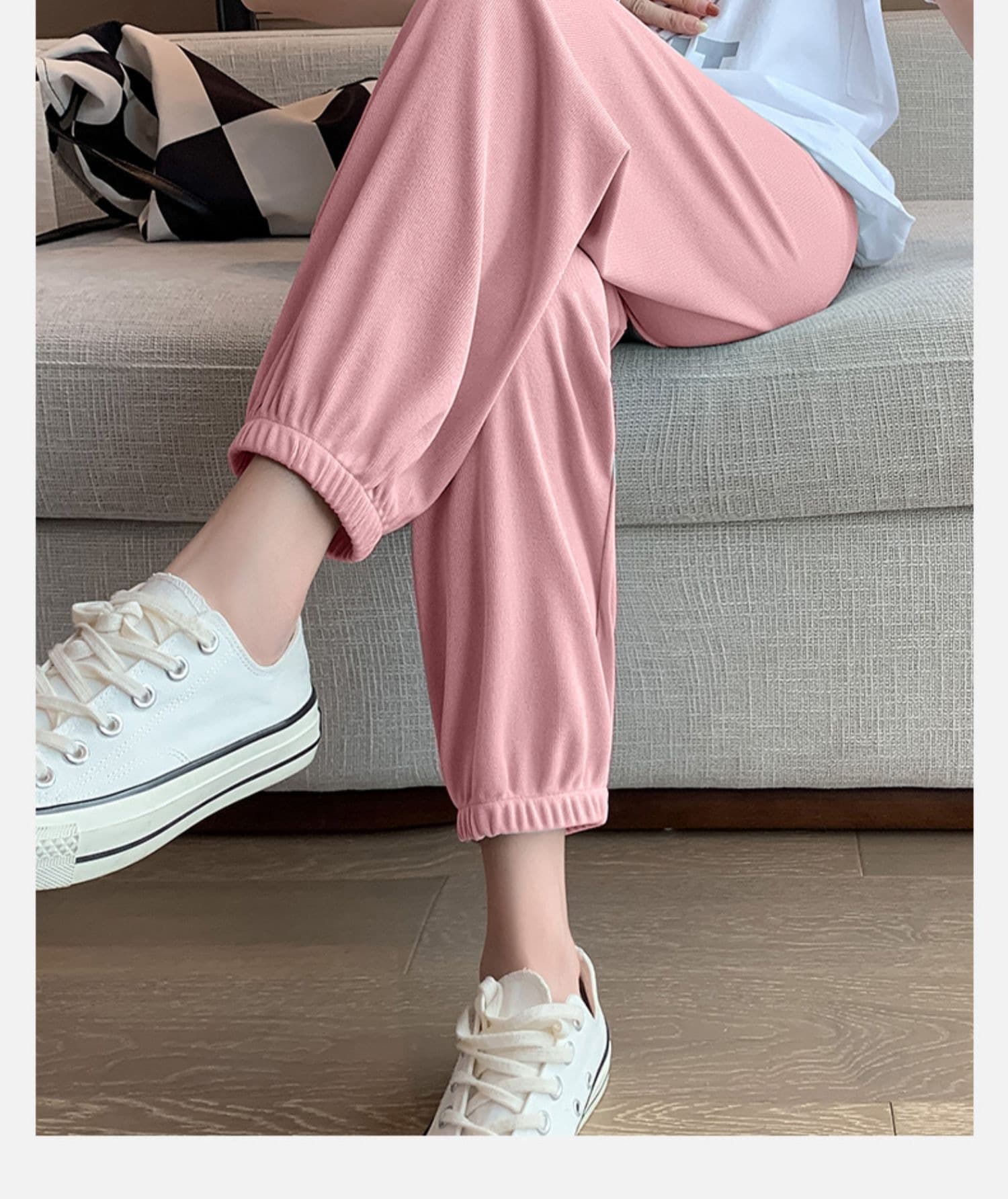 スポーツパンツ スポーツパンツ リブ編み裾絞りゆったりパンツ