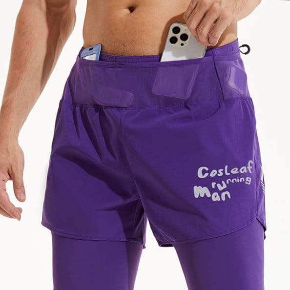 スポーツパンツ スポーツパンツ ポケット付き二重構造ランニングショート