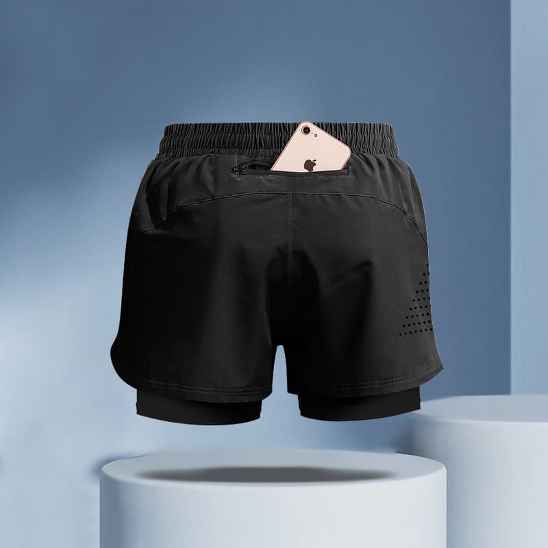 スポーツパンツ スポーツパンツ 二層構造ポケット付きアスリートショート