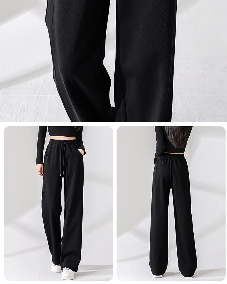 スポーツパンツ 高腰ワイドシルエットロングパンツ