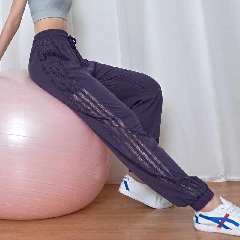 スポーツパンツ サイドライン透かし柄ジョガースポーツパンツ