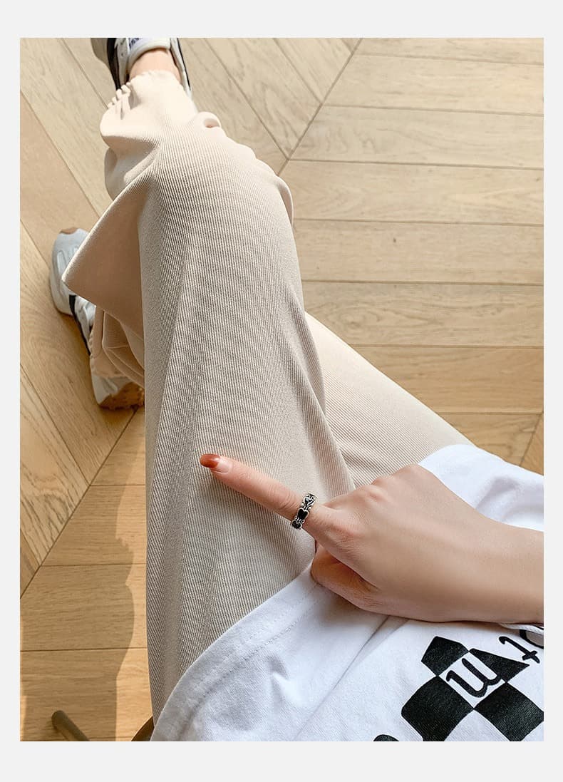スポーツパンツ スポーツパンツ リブ編み裾絞りゆったりパンツ