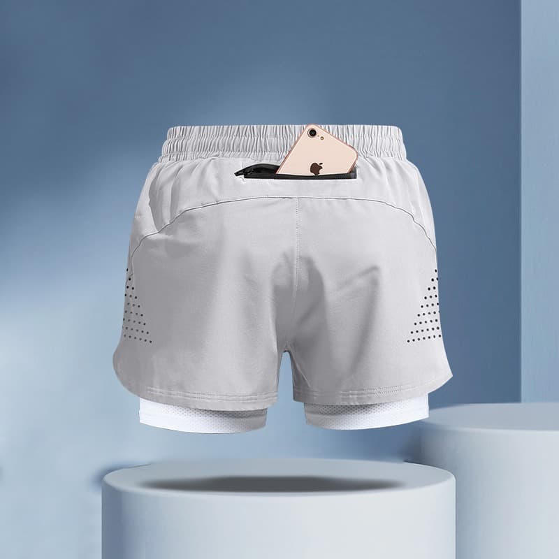 スポーツパンツ スポーツパンツ 二層構造ポケット付きアスリートショート