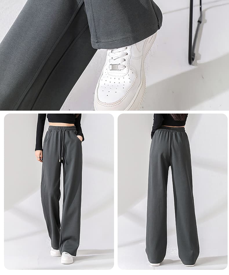 スポーツパンツ 高腰ワイドシルエットロングパンツ