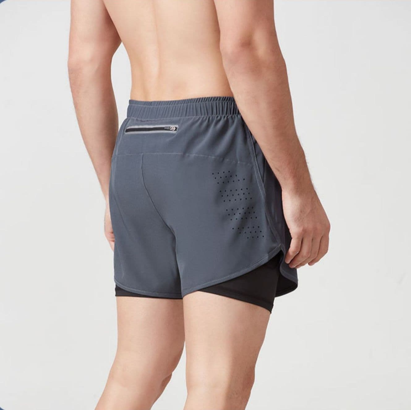 スポーツパンツ ポケット付き二重構造ランニングショート