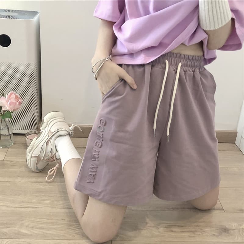 スポーツパンツ スポーツパンツ リラックス刺繍ショートパンツ